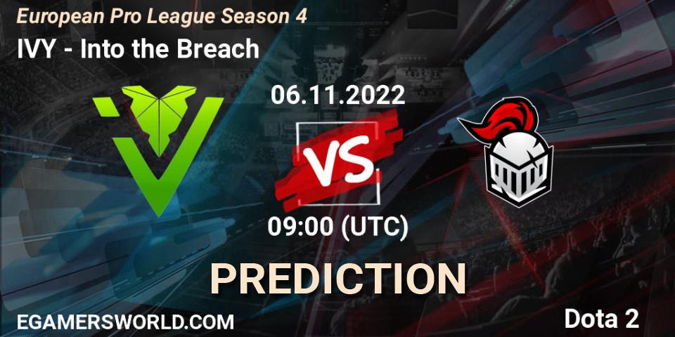 IVY contre Into the Breach : prédiction de match. 06.11.22. Dota 2, European Pro League Season 4
