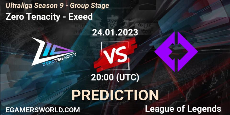 Zero Tenacity contre Exeed : prédiction de match. 24.01.2023 at 20:30. LoL, Ultraliga Season 9 - Group Stage