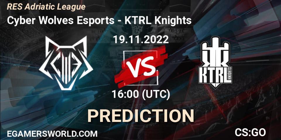 Cyber Wolves Esports contre KTRL Knights : prédiction de match. 22.11.2022 at 17:00. Counter-Strike (CS2), RES Adriatic League