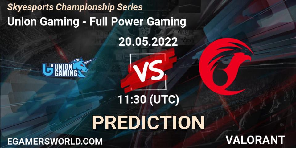 Union Gaming contre Full Power Gaming : prédiction de match. 20.05.2022 at 14:30. VALORANT, Skyesports Championship Series