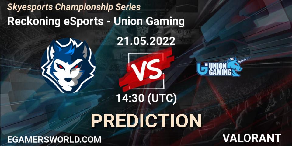 Reckoning eSports contre Union Gaming : prédiction de match. 21.05.2022 at 15:30. VALORANT, Skyesports Championship Series