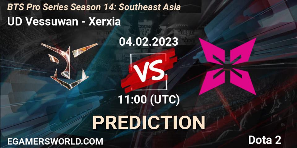UD Vessuwan contre Xerxia : prédiction de match. 04.02.23. Dota 2, BTS Pro Series Season 14: Southeast Asia
