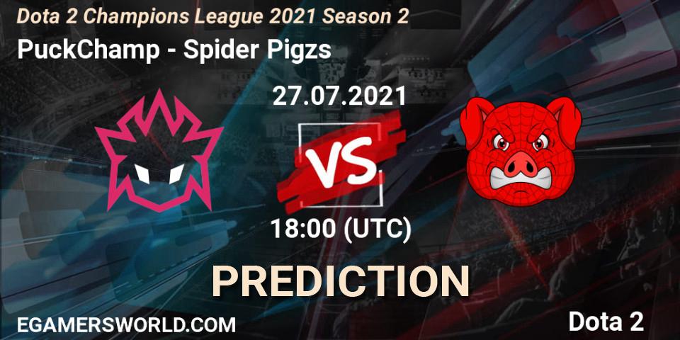 PuckChamp contre Spider Pigzs : prédiction de match. 27.07.2021 at 18:00. Dota 2, Dota 2 Champions League 2021 Season 2
