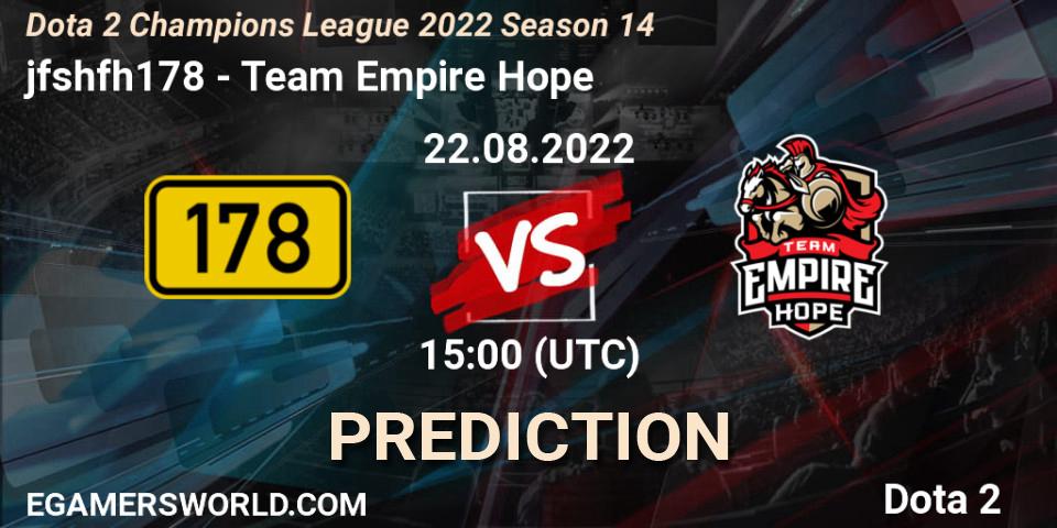 meme squad contre Team Empire Hope : prédiction de match. 22.08.22. Dota 2, Dota 2 Champions League 2022 Season 14