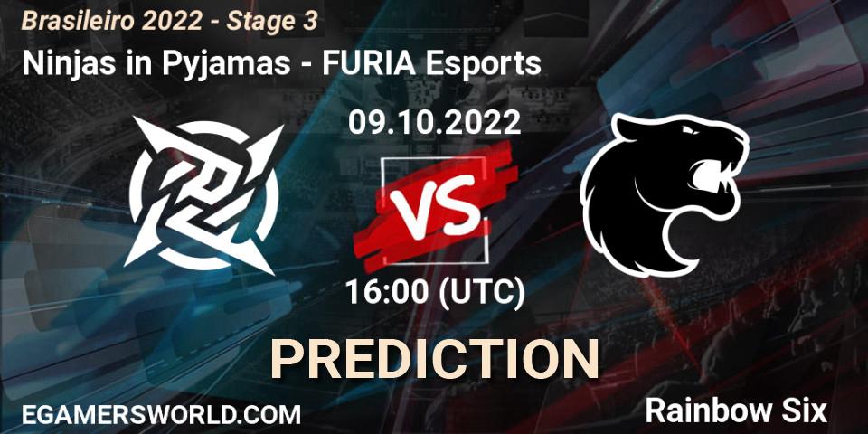 Ninjas in Pyjamas contre FURIA Esports : prédiction de match. 09.10.2022 at 16:00. Rainbow Six, Brasileirão 2022 - Stage 3