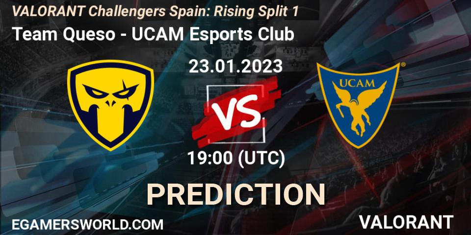 Team Queso contre UCAM Esports Club : prédiction de match. 23.01.2023 at 19:15. VALORANT, VALORANT Challengers 2023 Spain: Rising Split 1