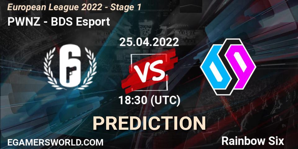 PWNZ contre BDS Esport : prédiction de match. 25.04.2022 at 17:15. Rainbow Six, European League 2022 - Stage 1