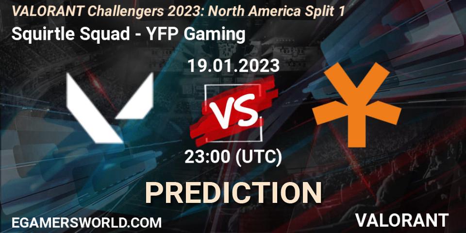 Squirtle Squad contre YFP Gaming : prédiction de match. 19.01.2023 at 23:00. VALORANT, VALORANT Challengers 2023: North America Split 1