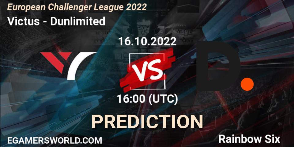 Victus contre Dunlimited : prédiction de match. 21.10.2022 at 16:00. Rainbow Six, European Challenger League 2022
