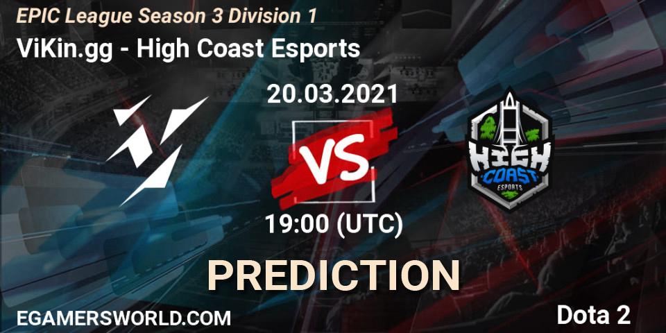 ViKin.gg contre High Coast Esports : prédiction de match. 20.03.2021 at 19:00. Dota 2, EPIC League Season 3 Division 1