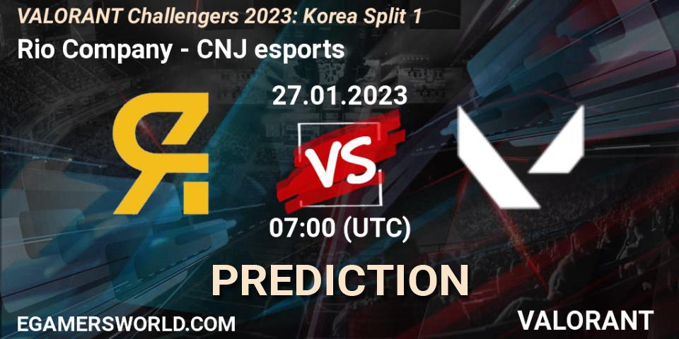 Rio Company contre CNJ Esports : prédiction de match. 27.01.2023 at 07:00. VALORANT, VALORANT Challengers 2023: Korea Split 1