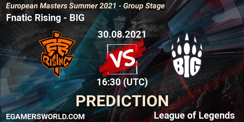 Fnatic Rising contre BIG : prédiction de match. 30.08.21. LoL, European Masters Summer 2021 - Group Stage