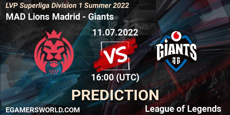 MAD Lions Madrid contre Giants : prédiction de match. 11.07.22. LoL, LVP Superliga Division 1 Summer 2022