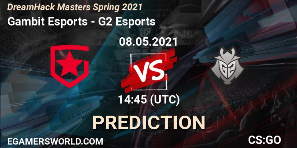 Gambit Esports contre G2 Esports : prédiction de match. 08.05.2021 at 14:45. Counter-Strike (CS2), DreamHack Masters Spring 2021