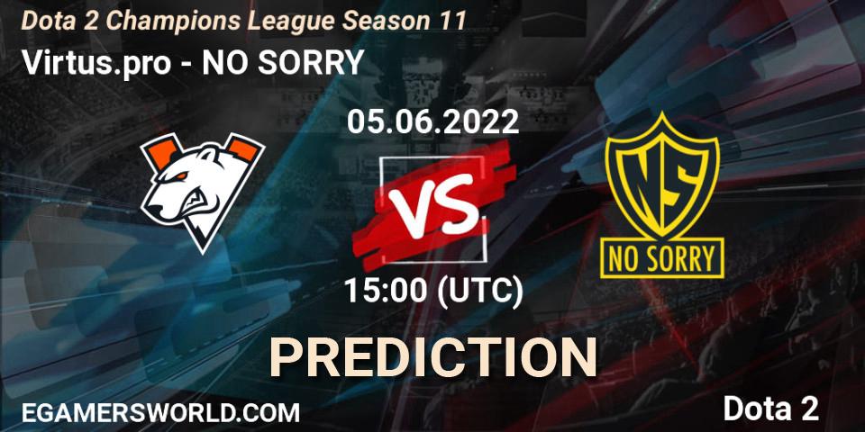 Virtus.pro contre NO SORRY : prédiction de match. 05.06.2022 at 15:00. Dota 2, Dota 2 Champions League Season 11