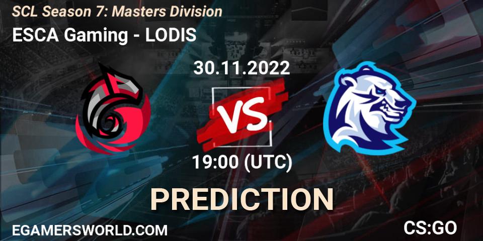 ESCA Gaming contre LODIS : prédiction de match. 05.12.22. CS2 (CS:GO), SCL Season 7: Masters Division