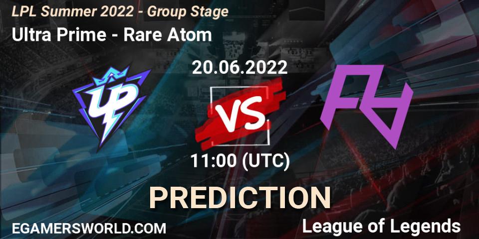 Ultra Prime contre Rare Atom : prédiction de match. 20.06.2022 at 11:30. LoL, LPL Summer 2022 - Group Stage