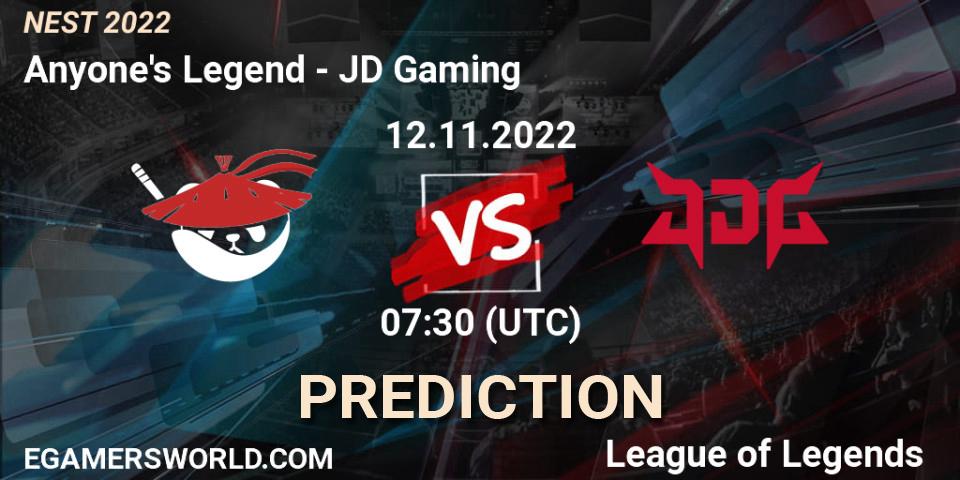 Anyone's Legend contre JD Gaming : prédiction de match. 12.11.22. LoL, NEST 2022
