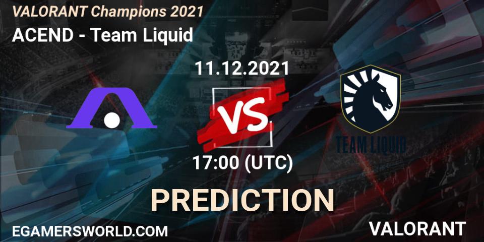 ACEND contre Team Liquid : prédiction de match. 11.12.2021 at 17:00. VALORANT, VALORANT Champions 2021