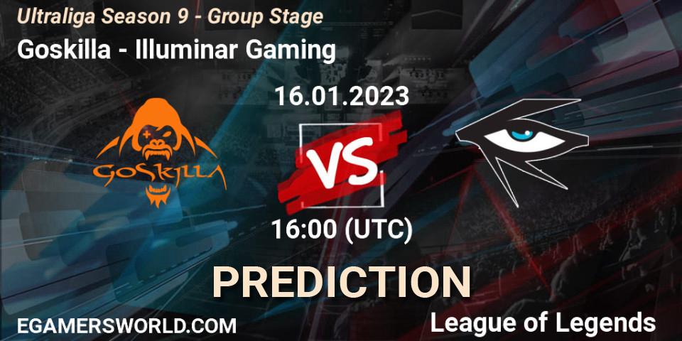 Goskilla contre Illuminar Gaming : prédiction de match. 16.01.2023 at 16:00. LoL, Ultraliga Season 9 - Group Stage