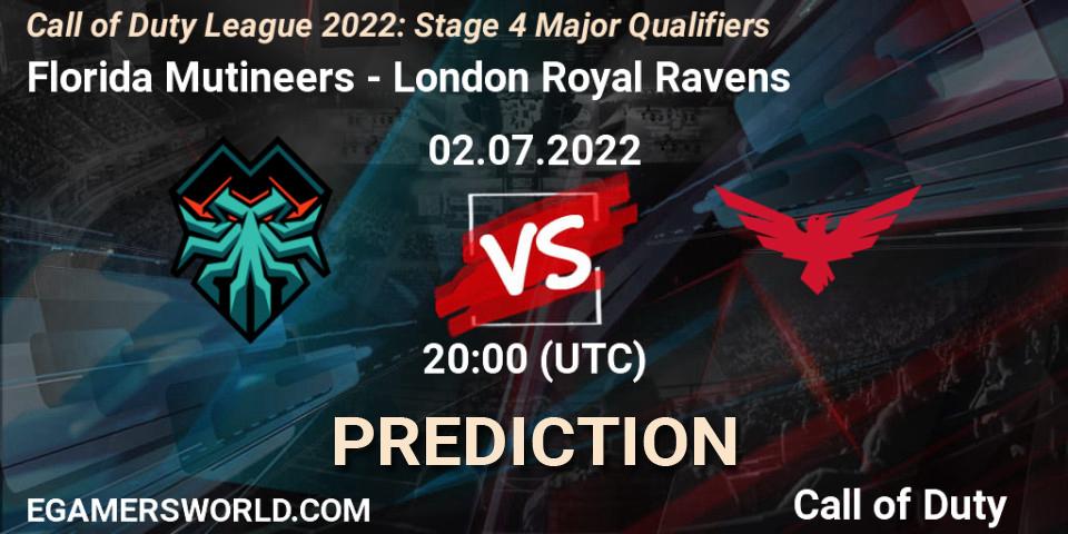 Florida Mutineers contre London Royal Ravens : prédiction de match. 02.07.2022 at 19:00. Call of Duty, Call of Duty League 2022: Stage 4