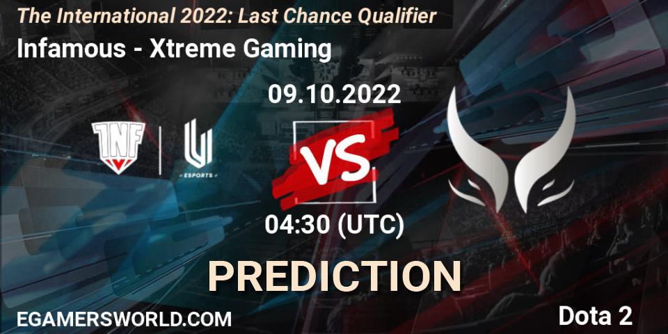 Infamous contre Xtreme Gaming : prédiction de match. 09.10.22. Dota 2, The International 2022: Last Chance Qualifier