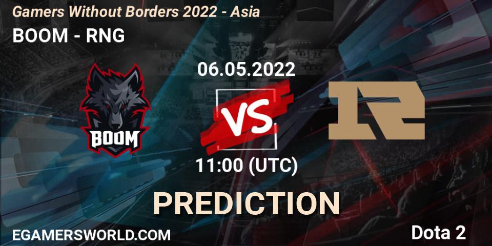 BOOM contre RNG : prédiction de match. 06.05.2022 at 10:55. Dota 2, Gamers Without Borders 2022 - Asia