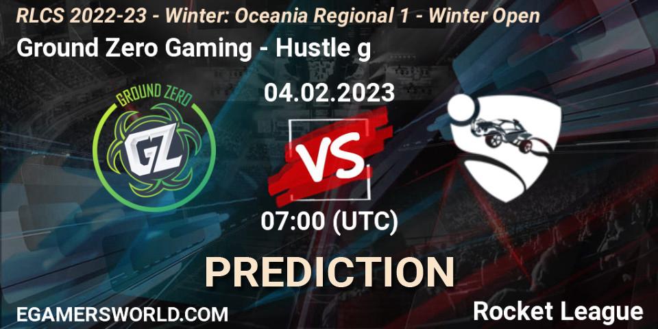Ground Zero Gaming contre Hustle g : prédiction de match. 04.02.2023 at 08:00. Rocket League, RLCS 2022-23 - Winter: Oceania Regional 1 - Winter Open