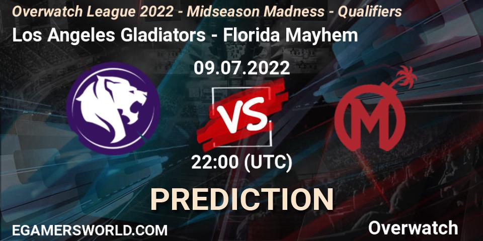 Los Angeles Gladiators contre Florida Mayhem : prédiction de match. 09.07.2022 at 22:45. Overwatch, Overwatch League 2022 - Midseason Madness - Qualifiers