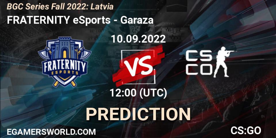 FRATERNITY eSports contre Garaza : prédiction de match. 10.09.2022 at 12:00. Counter-Strike (CS2), BGC Series Fall 2022: Latvia