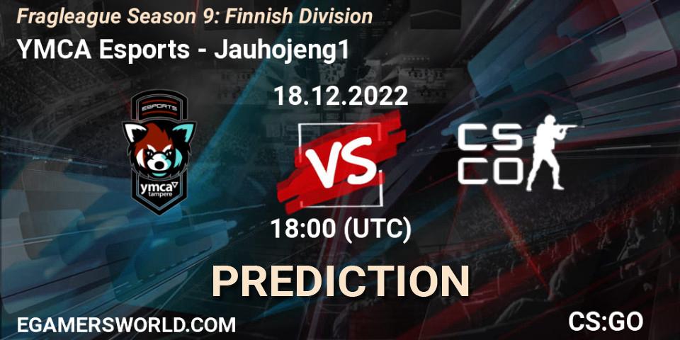 YMCA Esports contre Jauhojeng1 : prédiction de match. 18.12.2022 at 18:00. Counter-Strike (CS2), Fragleague Season 9: Finnish Division