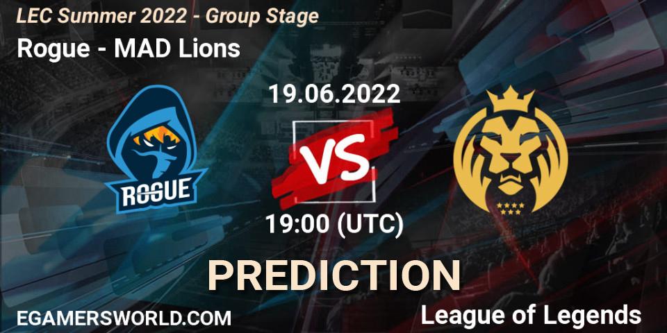 Rogue contre MAD Lions : prédiction de match. 19.06.2022 at 19:00. LoL, LEC Summer 2022 - Group Stage
