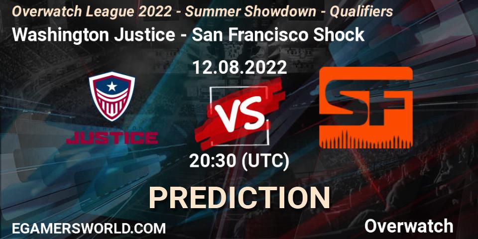 Washington Justice contre San Francisco Shock : prédiction de match. 12.08.2022 at 20:30. Overwatch, Overwatch League 2022 - Summer Showdown - Qualifiers