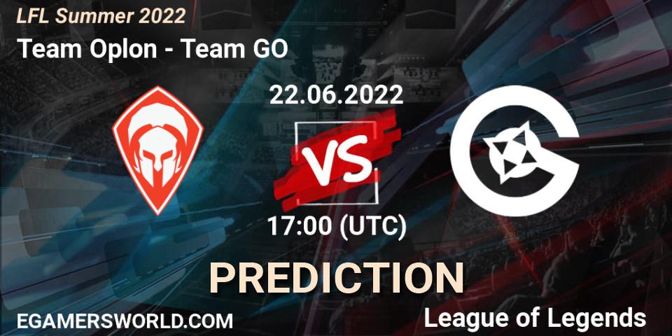 Team Oplon contre Team GO : prédiction de match. 22.06.2022 at 17:00. LoL, LFL Summer 2022
