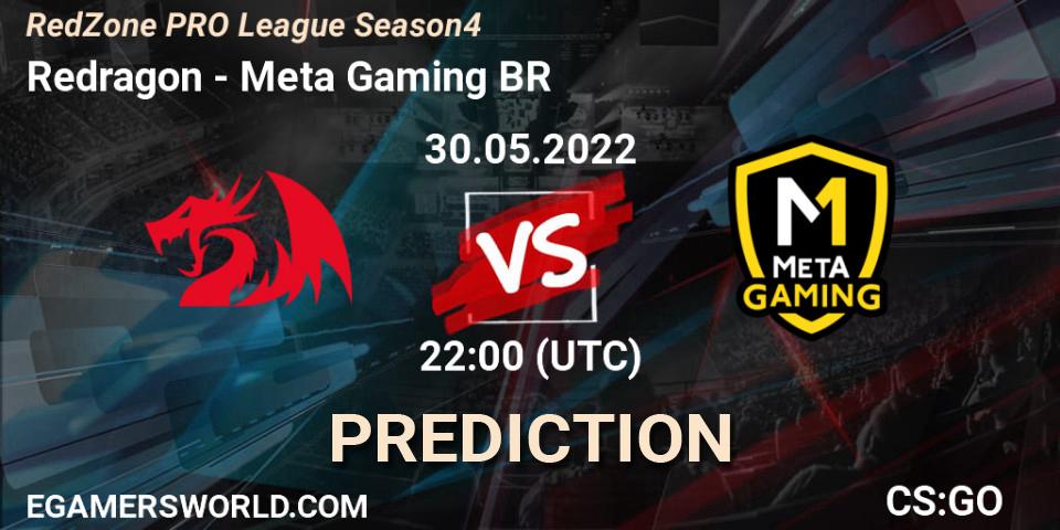 Redragon contre Meta Gaming BR : prédiction de match. 02.06.2022 at 22:00. Counter-Strike (CS2), RedZone PRO League Season 4