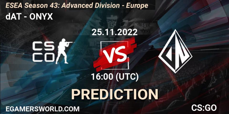 sickboyzz contre ONYX : prédiction de match. 25.11.22. CS2 (CS:GO), ESEA Season 43: Advanced Division - Europe