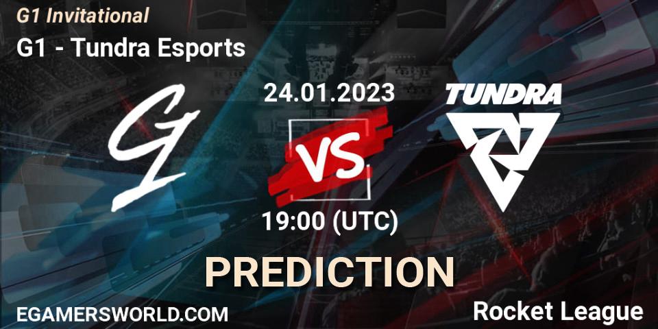 G1 contre Tundra Esports : prédiction de match. 24.01.2023 at 19:00. Rocket League, G1 Invitational