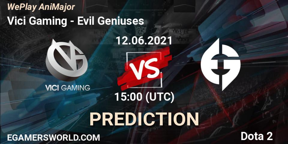 Vici Gaming contre Evil Geniuses : prédiction de match. 12.06.2021 at 15:09. Dota 2, WePlay AniMajor 2021