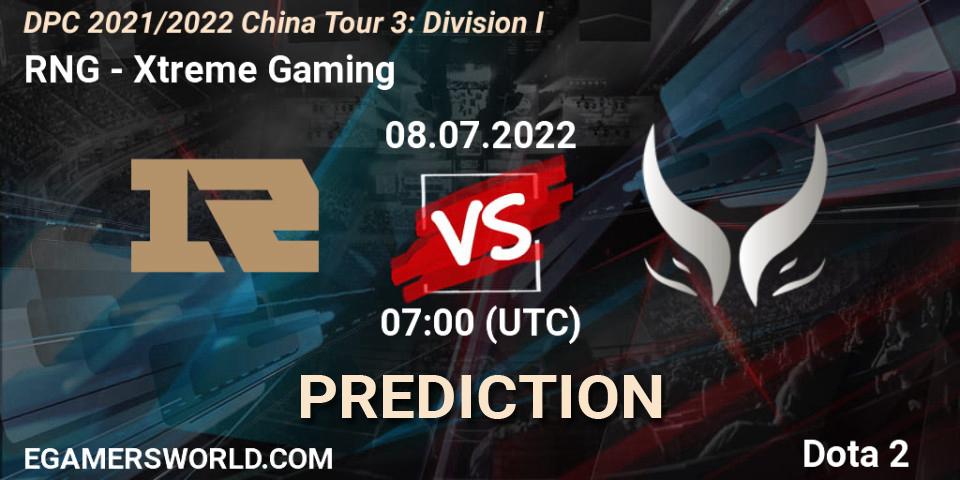 RNG contre Xtreme Gaming : prédiction de match. 08.07.2022 at 07:33. Dota 2, DPC 2021/2022 China Tour 3: Division I