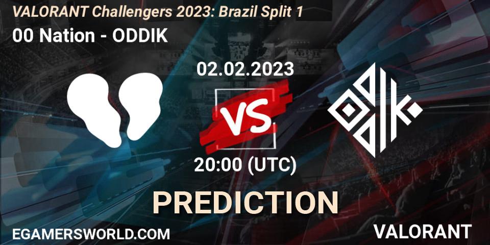 00 Nation contre ODDIK : prédiction de match. 02.02.23. VALORANT, VALORANT Challengers 2023: Brazil Split 1
