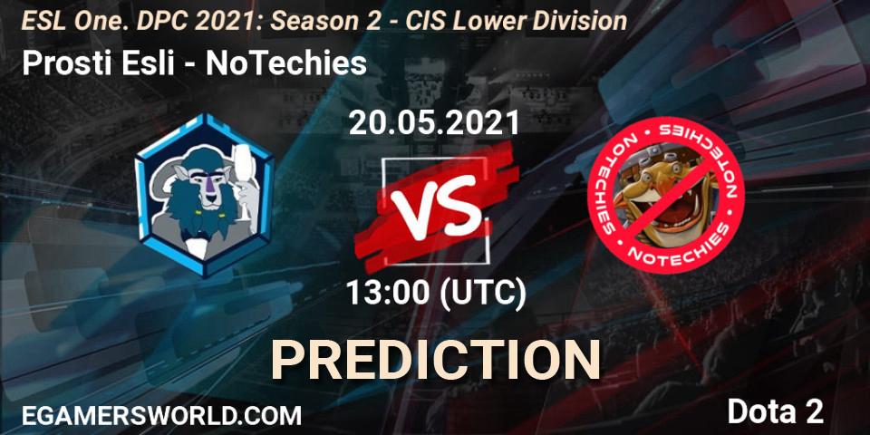 Prosti Esli contre NoTechies : prédiction de match. 20.05.2021 at 12:57. Dota 2, ESL One. DPC 2021: Season 2 - CIS Lower Division