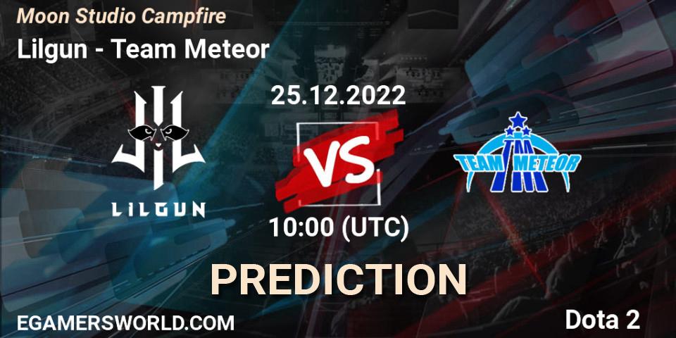 Lilgun contre Team Meteor : prédiction de match. 25.12.2022 at 10:07. Dota 2, Moon Studio Campfire