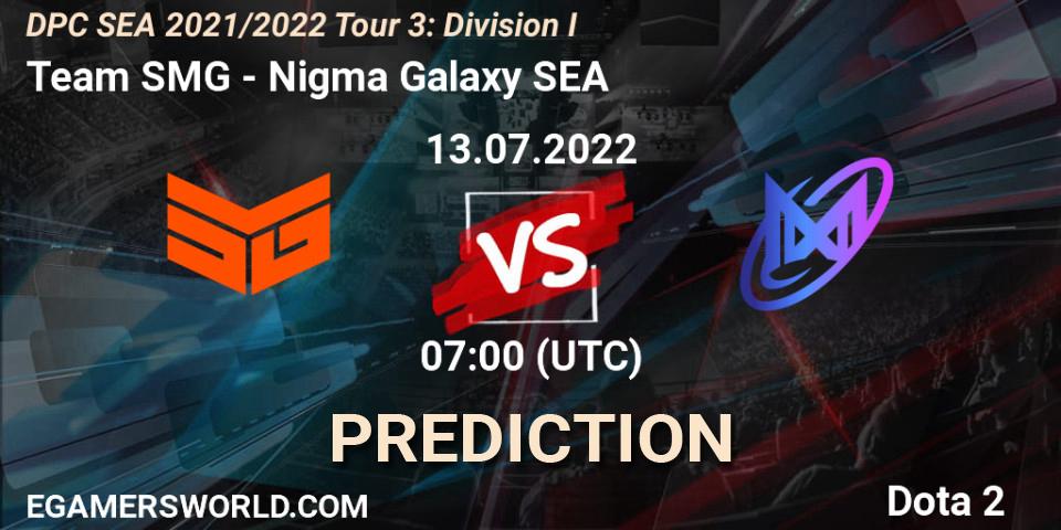 Team SMG contre Nigma Galaxy SEA : prédiction de match. 13.07.2022 at 07:20. Dota 2, DPC SEA 2021/2022 Tour 3: Division I