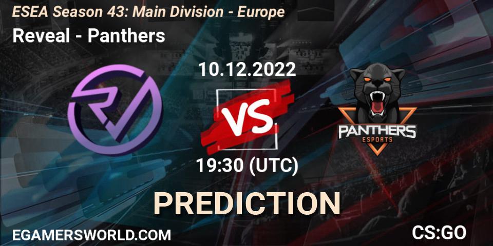 Reveal contre Panthers : prédiction de match. 10.12.2022 at 19:00. Counter-Strike (CS2), ESEA Season 43: Main Division - Europe