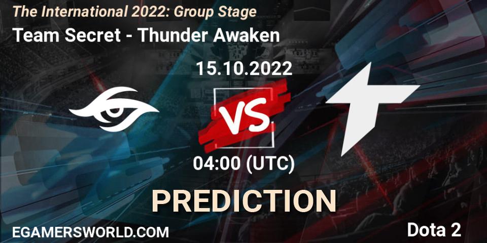Team Secret contre Thunder Awaken : prédiction de match. 15.10.22. Dota 2, The International 2022: Group Stage