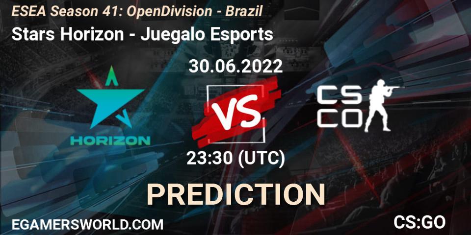 Stars Horizon contre Juegalo Esports : prédiction de match. 30.06.2022 at 23:00. Counter-Strike (CS2), ESEA Season 41: Open Division - Brazil