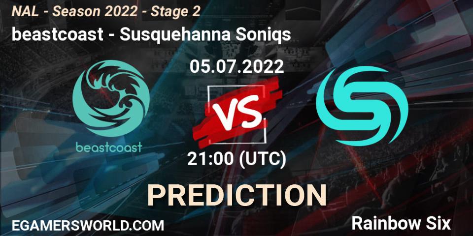 beastcoast contre Susquehanna Soniqs : prédiction de match. 05.07.2022 at 21:00. Rainbow Six, NAL - Season 2022 - Stage 2