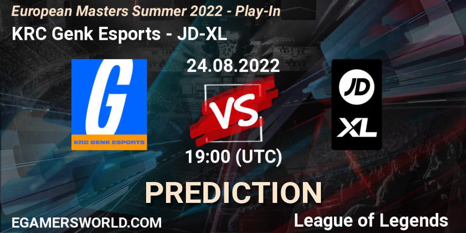 KRC Genk Esports contre JD-XL : prédiction de match. 24.08.2022 at 19:00. LoL, European Masters Summer 2022 - Play-In
