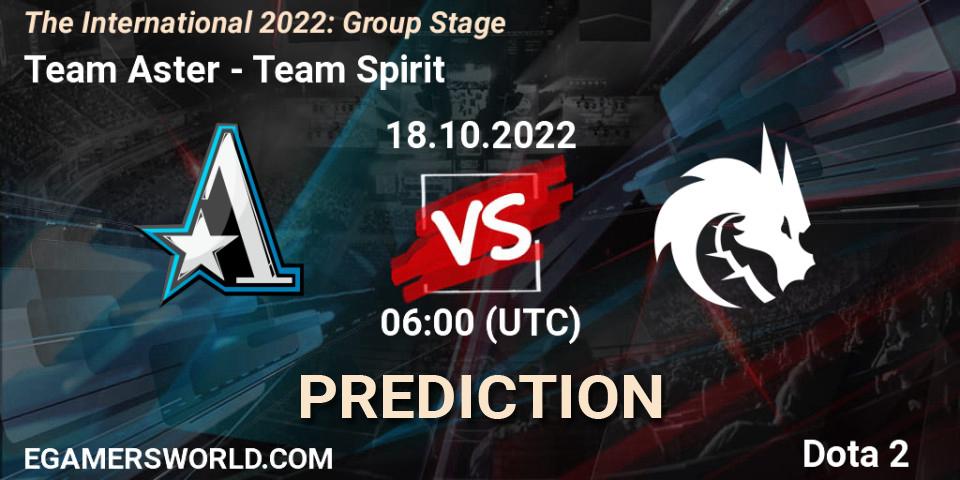Team Aster contre Team Spirit : prédiction de match. 18.10.22. Dota 2, The International 2022: Group Stage