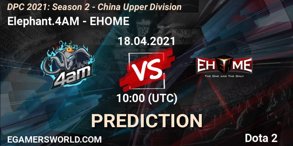 Elephant.4AM contre EHOME : prédiction de match. 18.04.2021 at 10:02. Dota 2, DPC 2021: Season 2 - China Upper Division